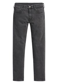 Jeans in denim nero slim fit con design a cinque tasche, chiusura frontale con bottone e leggere sfumature lungo le gambe per un aspetto texturizzato.