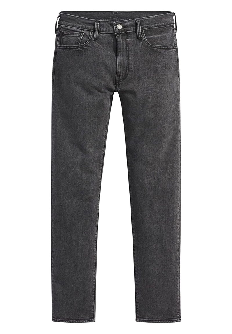Jeans in denim nero slim fit con design a cinque tasche, chiusura frontale con bottone e leggere sfumature lungo le gambe per un aspetto texturizzato.