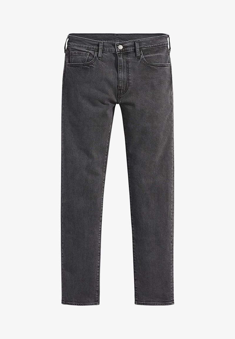Jeans in denim nero slim fit con design a cinque tasche, chiusura frontale con bottone e leggere sfumature lungo le gambe per un aspetto texturizzato.