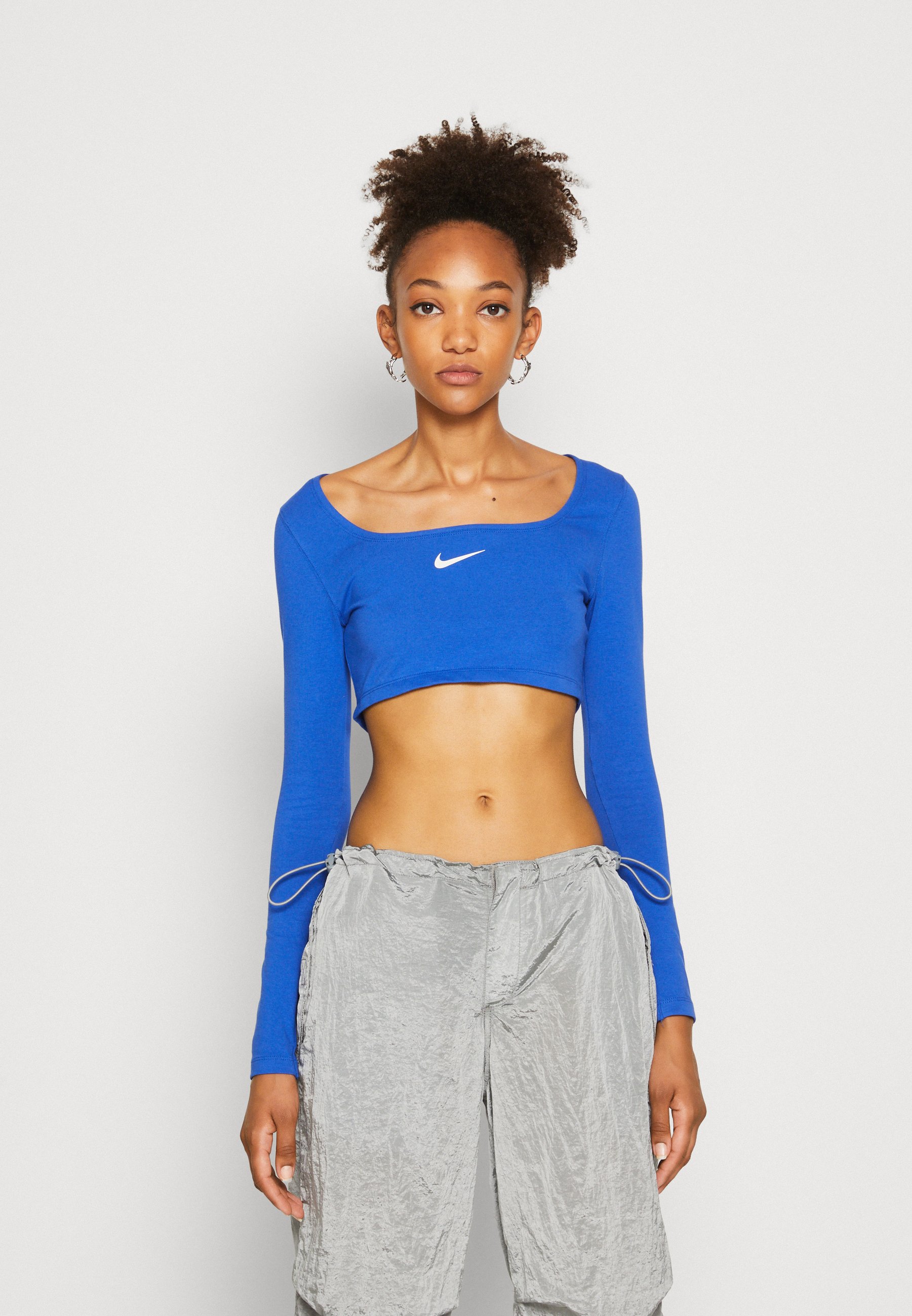 Nike Sportswear W NSW LS CROP TOP SW - Langarmshirt - game  royal/phantom/blau