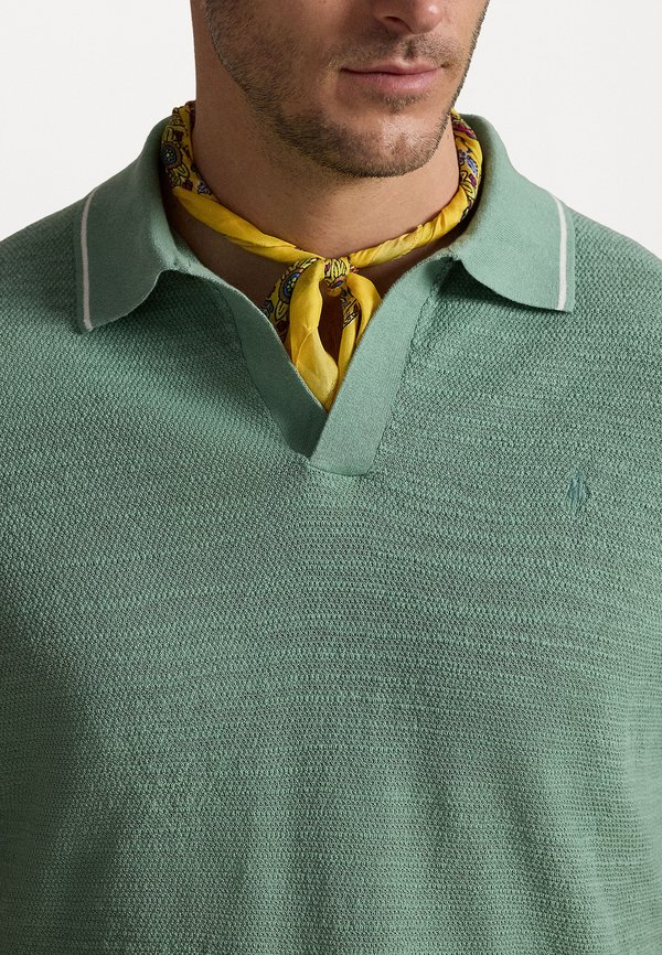 TEXTURED COTTON-LINEN SWEATER - Polo shirt - faded mint4