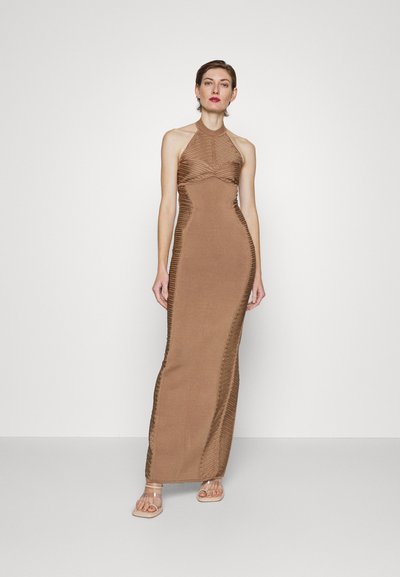 Hervé Léger LAW ROACH RIBBON EMBROIDERED HALTER GOWN - Alkalmi viselet - honey