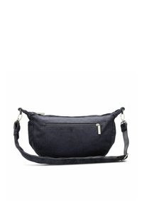 Dunkelblaue Cordura-Schultertasche mit einem Hauptfach mit Reißverschluss, einer Fronttasche mit Reißverschluss und einem verstellbaren Tragegurt. Strukturierte Oberfläche mit subtilen Rillen.