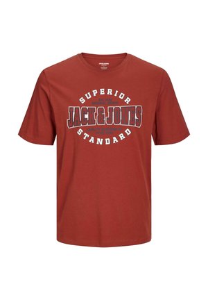 JJELOGO TEE SS O-NECK 2 COL NOOS - Majica kratkih rukava s printom - red ochre