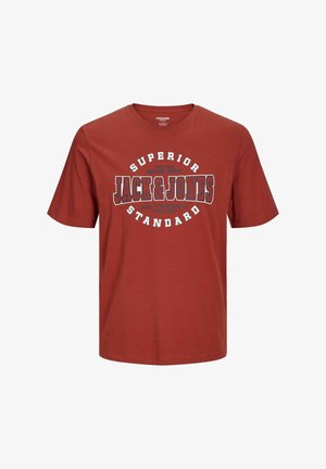 JJELOGO TEE SS O-NECK 2 COL NOOS - Majica kratkih rukava s printom - red ochre