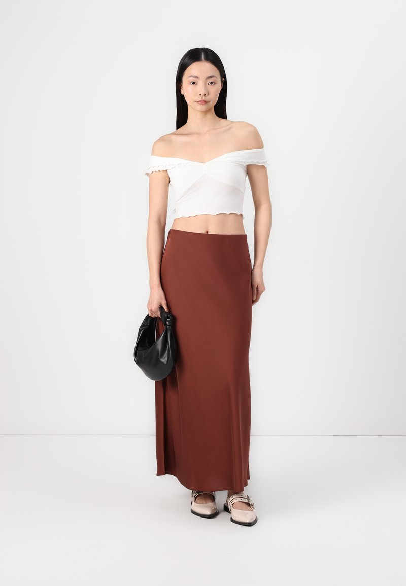 ONLY ONLCHIGO ANKEL SKIRT - Jupe Longue - Sable/marron Foncé