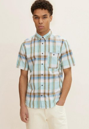 Shirt - white mint big structure check