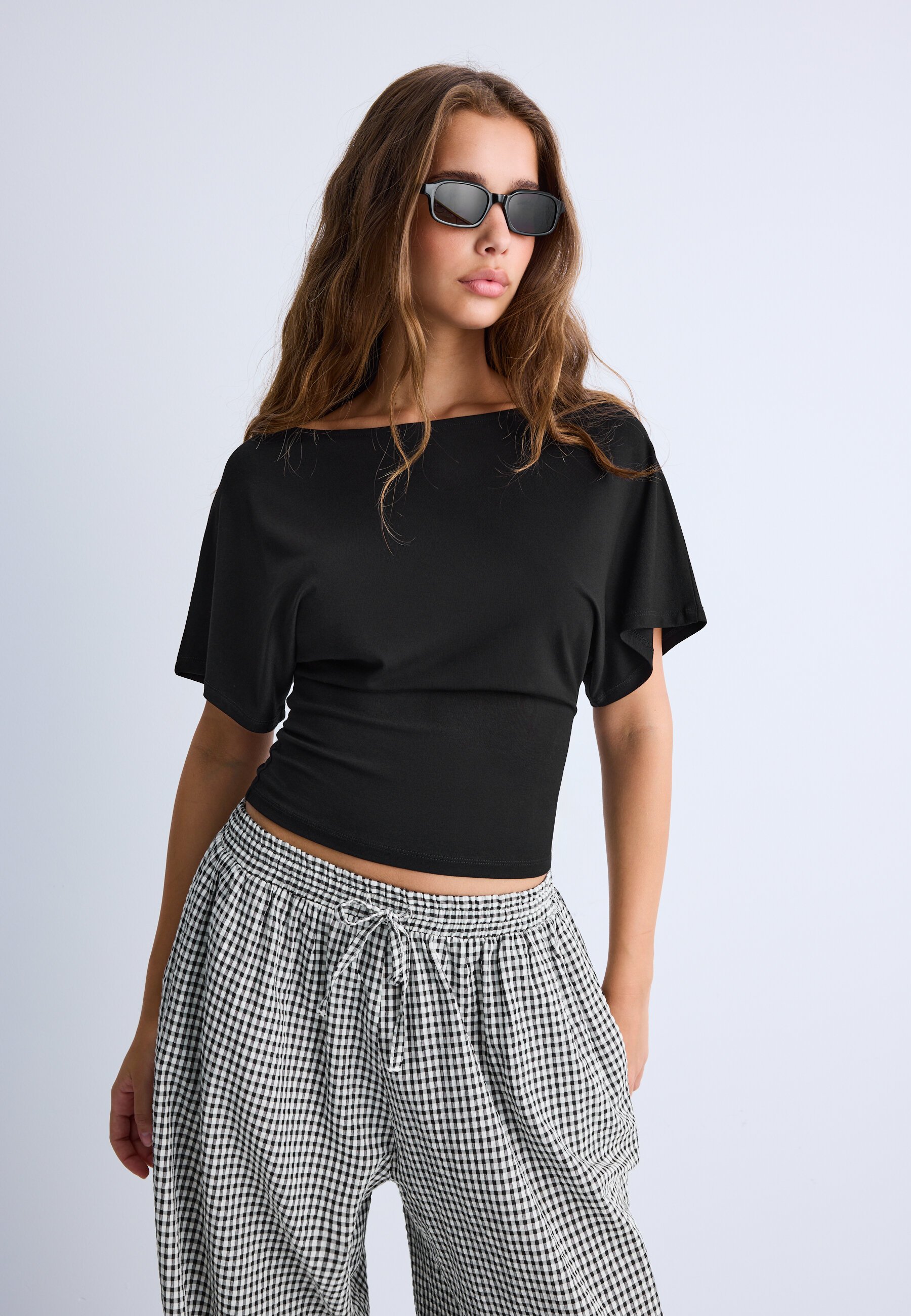 SHORT SLEEVE BOAT NECK T-SHIRT 02672321 - T-shirt con stampa - black donna