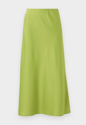 Gonna a metà lunghezza in tessuto liscio e vibrante verde lime. Presenta un design semplice e su misura con vita elastica e una silhouette fluida.