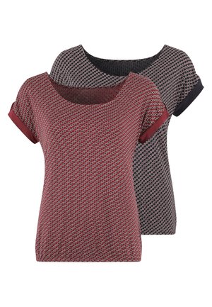 2 PACK - Print T-shirt - beere + navy