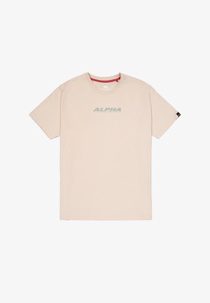Alpha Industries BACK PRINT RUBBER - Nyomott mintás póló - organic beige