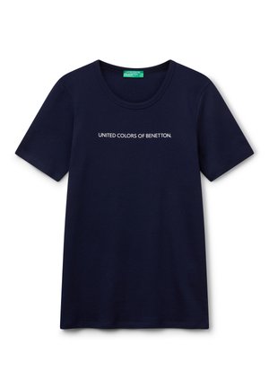 United Colors of Benetton WITH GLITTER PRINT LOGO - T-shirt print - blue