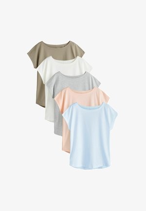 Next, PETITE FIT - GROWN ON CAP SLEEVE T-SHIRT 5 PACK - T-shirt basique - mineral