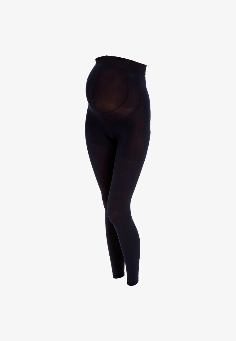 Mustad emade legginsid kõrge vöökohaga, valmistatud venivast materjalist. Sile tekstuur ja keha järgiv disain. Ei ole nähtavaid mustreid.