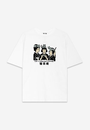 Kaotiko, REGULAR CAT&FRIENDS COFFEE UNISEX - Μπλουζάκι με στάμπα - white