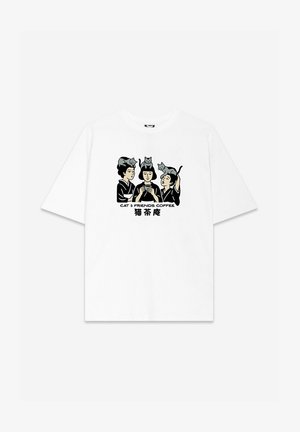 Kaotiko, REGULAR CAT&FRIENDS COFFEE UNISEX - Μπλουζάκι με στάμπα - white