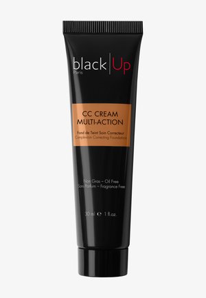 Black Up Paris CC Cream fond de teint correcteur de teint Multi-Action, sans huile, sans parfum, tube de 30 ml avec emballage noir et étiquette marron.