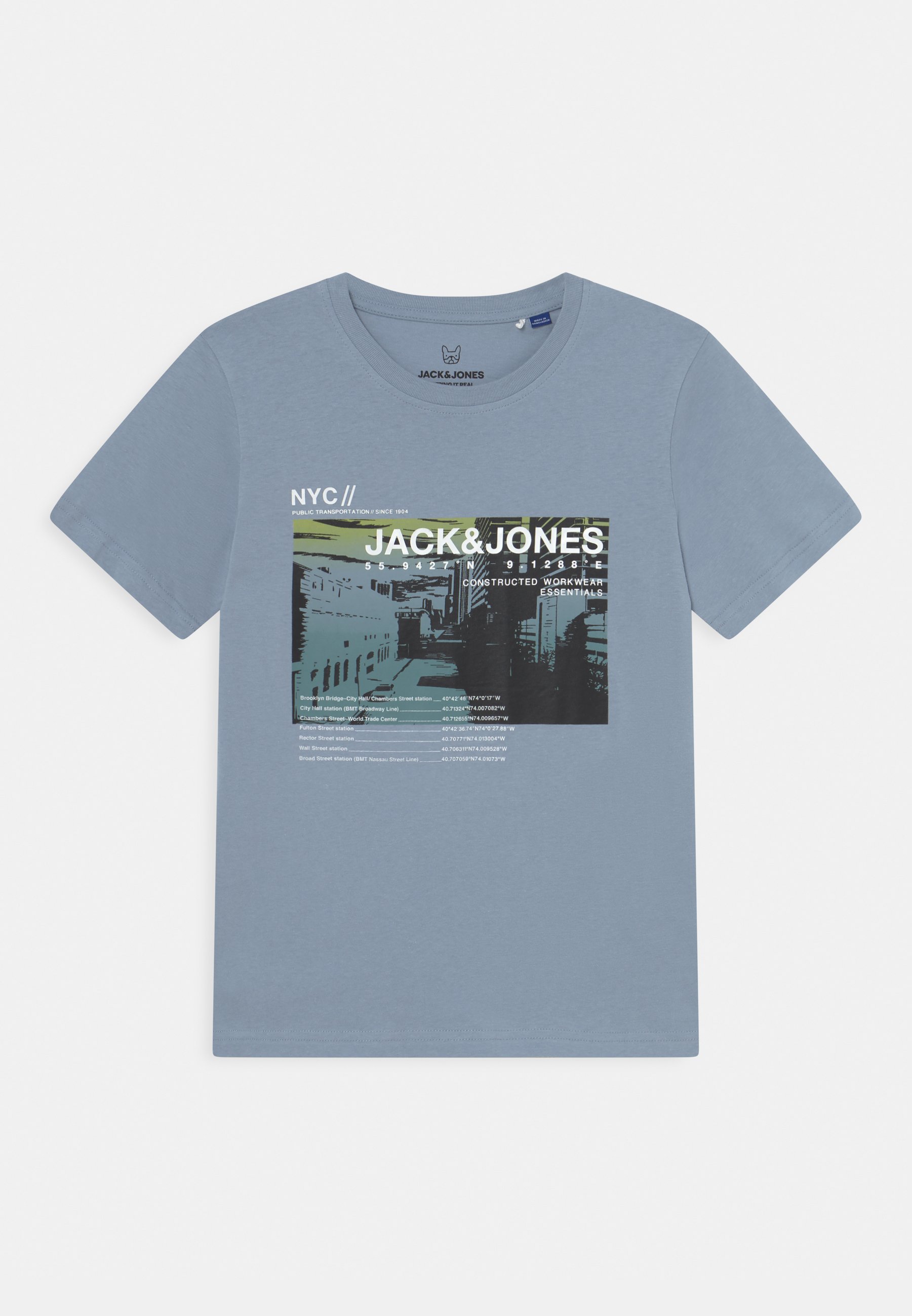 Jack & Jones Junior JCOBLADE TEE CREW NECK - T-shirt con stampa - dusty blue/blu