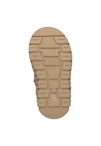 Suola in gomma color beige con profonde scanalature di trazione e modelli in rilievo, con la frase "WALK IT" in evidenza al centro.