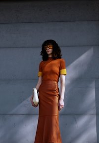 STAUD LAUREL SKIRT - Saia evasé - whiskey