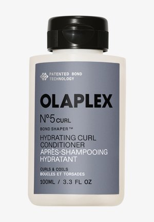 Butelka Olaplex No. 5 Curl Hydrating Curl Conditioner z czarną nakrętką, szarą etykietą, pojemność 100 ml, do pielęgnacji włosów kręconych i skręconych.