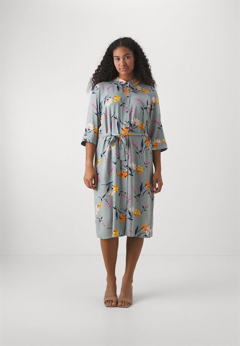 Only Carmakoma Caro linen shirt dress olive stripe main image 1