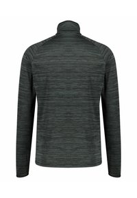 Langdurige mouw, pullover met schijnhals in donkergrijs met subtiele textuurstrepen. Zacht materiaal met een aansluitende pasvorm en zonder zichtbare hardware.