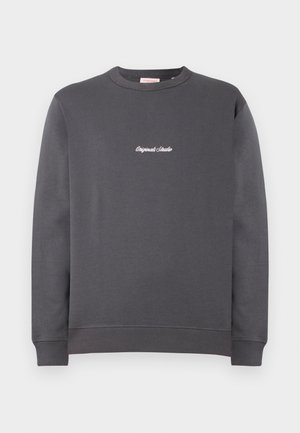 Felpa grigia con scollatura tonda e maniche lunghe. Presenta polsini e orlo a coste, con "Original Studio" ricamato in bianco.