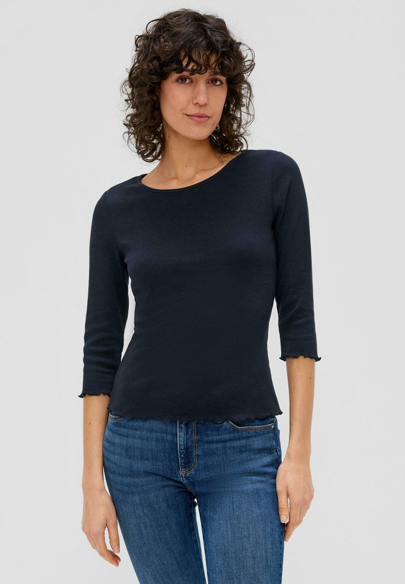 s.Oliver 3/4-ÄRMEL MIT ROLLSAUM - Langarmshirt - navy