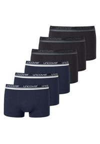 Set av sex kalsonger i marinblått och svart. Tillverkade av mjuk bomull, med elastiska midjeband med "uncover"-logotyp.