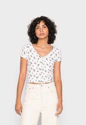 Kardigan - white/brown ditsy