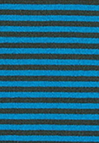 Tessuto a righe con linee orizzontali alternate in blu vivace e grigio scuro, che mostra un motivo di tessitura testurizzato.