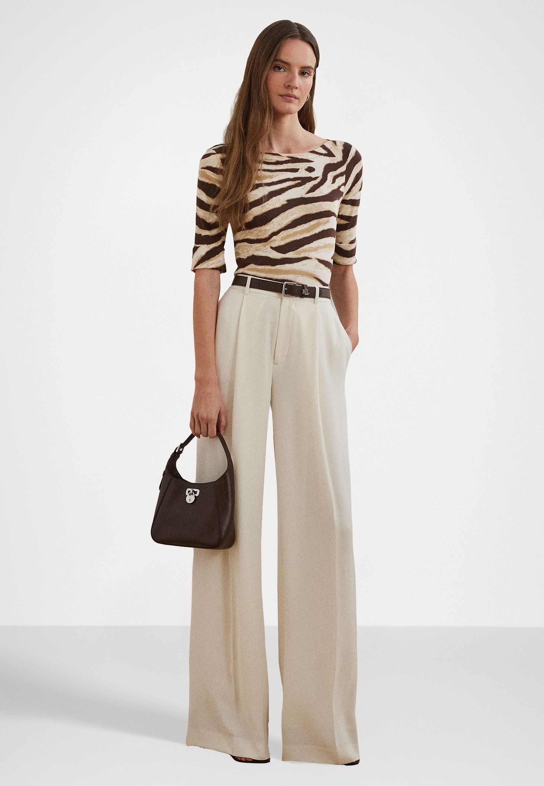 ラルフ・ローレン Lauren Ralph Lauren Petite Zebra-print ストレッチ Cotton Boatneck Tee レ Lauren Ralph Lauren Petite Zebra Print Stretch Cotton
