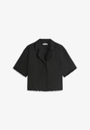 RELAXED FIT FRAYED LINEN BLEND SHIRT - Πουκαμίσα με κουμπιά - black