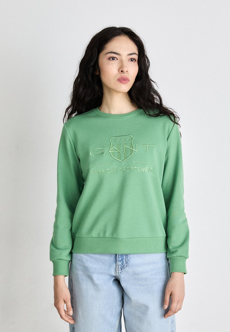 GANT TONAL SHIELD C NECK - Sweatshirt - seacrest green