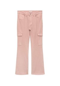 Světločervené cargo kalhoty s rozšířeným designem, předními kapsami a postranními cargo kapsami. Vyrobeny z měkké, strukturované tkaniny.