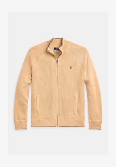 Polo Ralph Lauren TEXTURED COTTON FULL ZIP SWEATER - Casaco de malha - camel melange