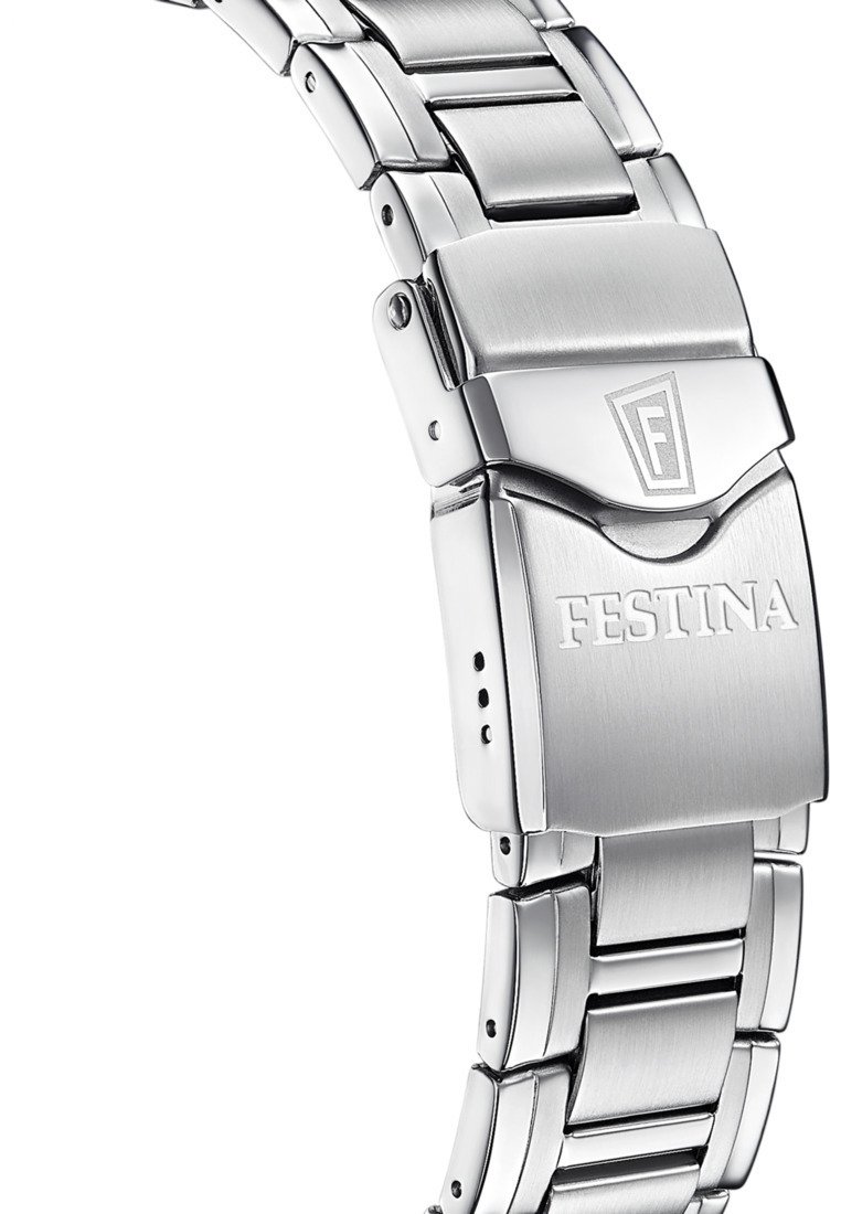 Festina SWISS MADE Orologio Uomo Analogico Acciaio 316L Argento - Quarzo Cronografo, Data - Vetro Zaffiro Resistente - Impermeabile 10 ATM - F20042/4 Chrono