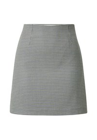 Grijs en zwart geblokt rokje met een aansluitende silhouet, met een gladde textuur en discreet gestikte details op de tailleband.