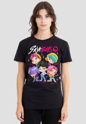 KPOP DEMON HUNTERS - SAJA BOYS CHIBI POSTER - Print T-shirt - black
