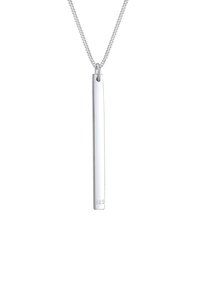 Collana d'argento con un lungo e slanciato pendente rettangolare con finitura lucida. Contrassegnata con "925" che indica argento sterling.