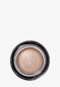 Revlon Colorstay Crème Lidschatten in der Nuance 705, präsentiert in einem runden, durchsichtigen Kunststoffbehälter mit schwarzem Deckel und einer cremigen, beigen Textur.