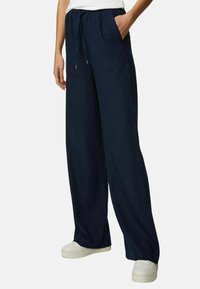 Marks & Spencer - LINEN WIDE LEG - Broek - navy Miniatuurafbeelding 1