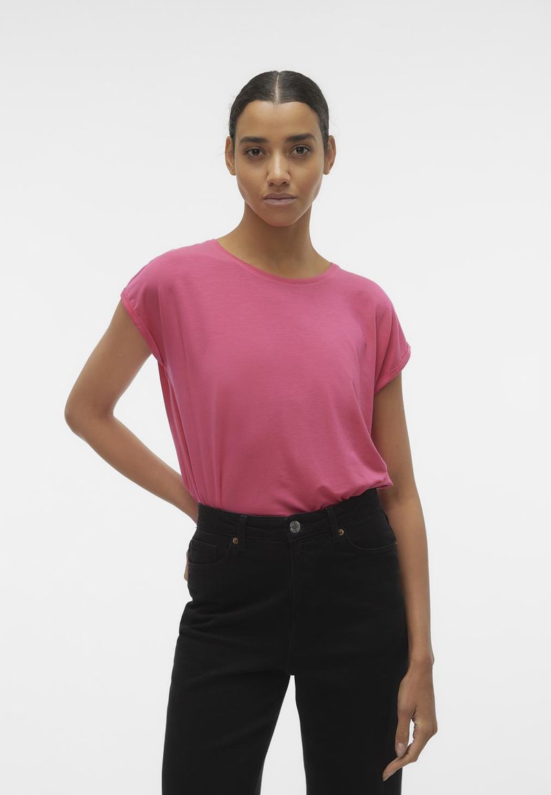 Vero Moda - VMAVA PLAIN - Jednoduché tričko - raspberry sorbet, Zvětšit