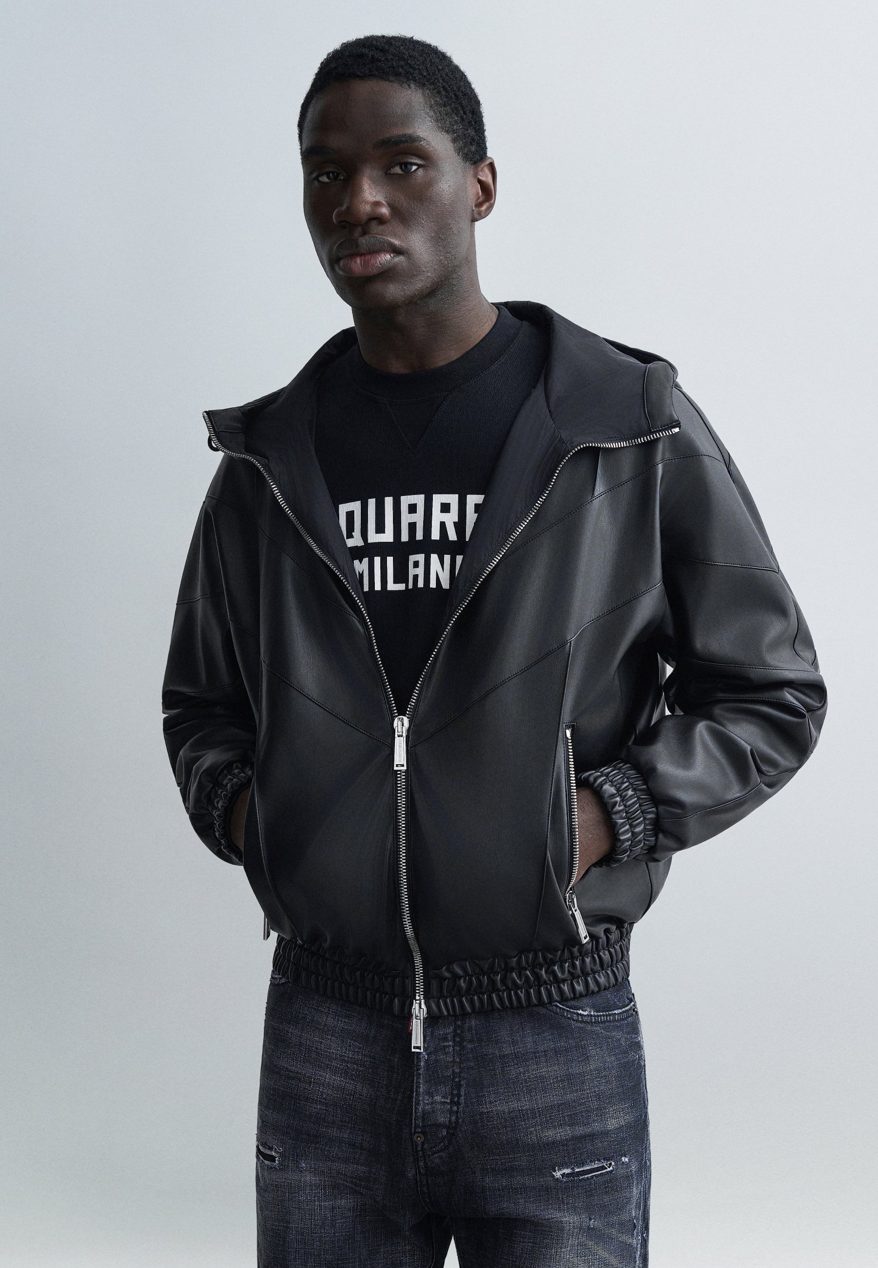 Dsquared2 ZIPPED - Faux leather jacket - black - Zalando.co.uk