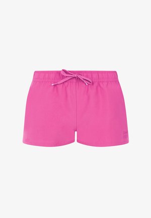 Roze zwemshorts met elastische tailleband, verstelbaar trekkoord en zijlogo. Glad stof, casual snit, korte lengte.