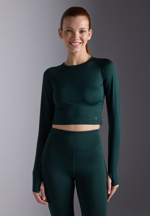 ESSENTIAL CROPPED LONG SLEEVE TOP WITH THUMB HOLES - Pitkähihainen paita - dark green