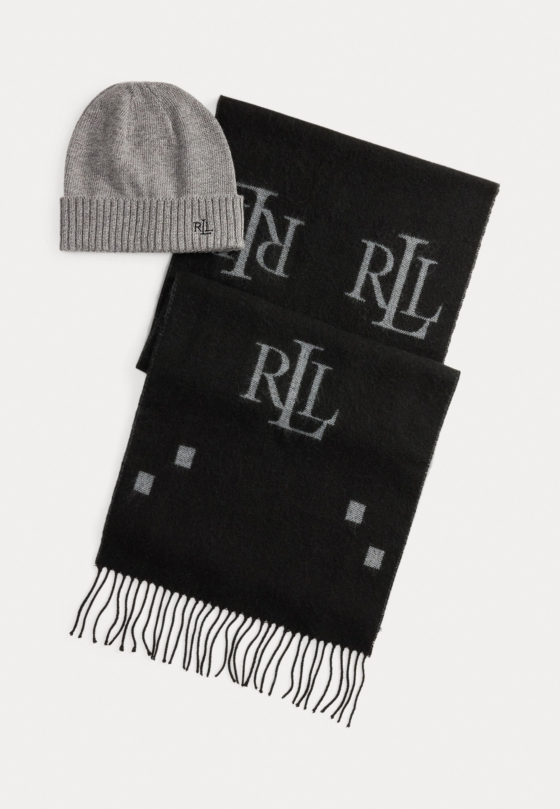 Lauren Ralph Lauren LOGO JACQUARD SCARF KNIT BEANIE SET Muts