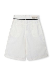 Witte linnen shorts met een elastische tailleband en zwarte accenten. Voorzien van twee achterzakken en een "10 DAYS" label op de achterkant.
