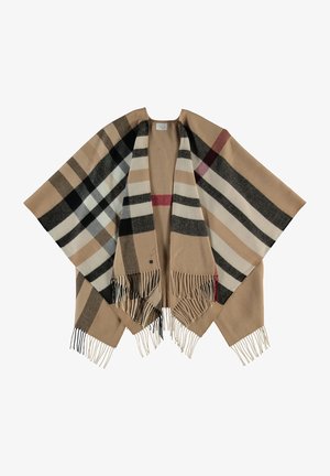 PLAID PONCHO - MADE IN GERMANY - Köpeny - latte